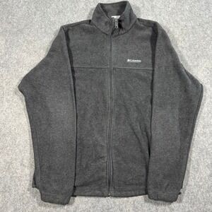 Columbia Mens M Fleece Jacket Full Zip Charcoal Gray Mock Neck Outdoor Gorpcore